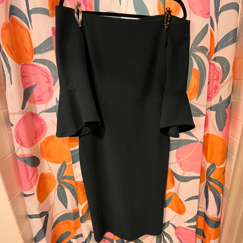 H&M Green Off the Shoulder Dress